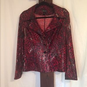 Sequined Fashion Leopard Print Blazer SZ M